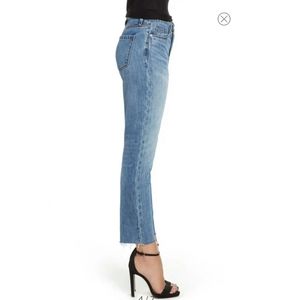 Straight Leg High-Rise Jean South Moon Under crop shorn hem